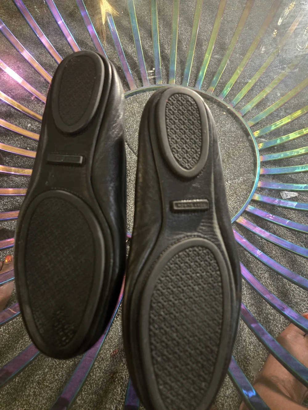 Tory Burch Black Leather Logo Medallion Ballet Flats Size 9
